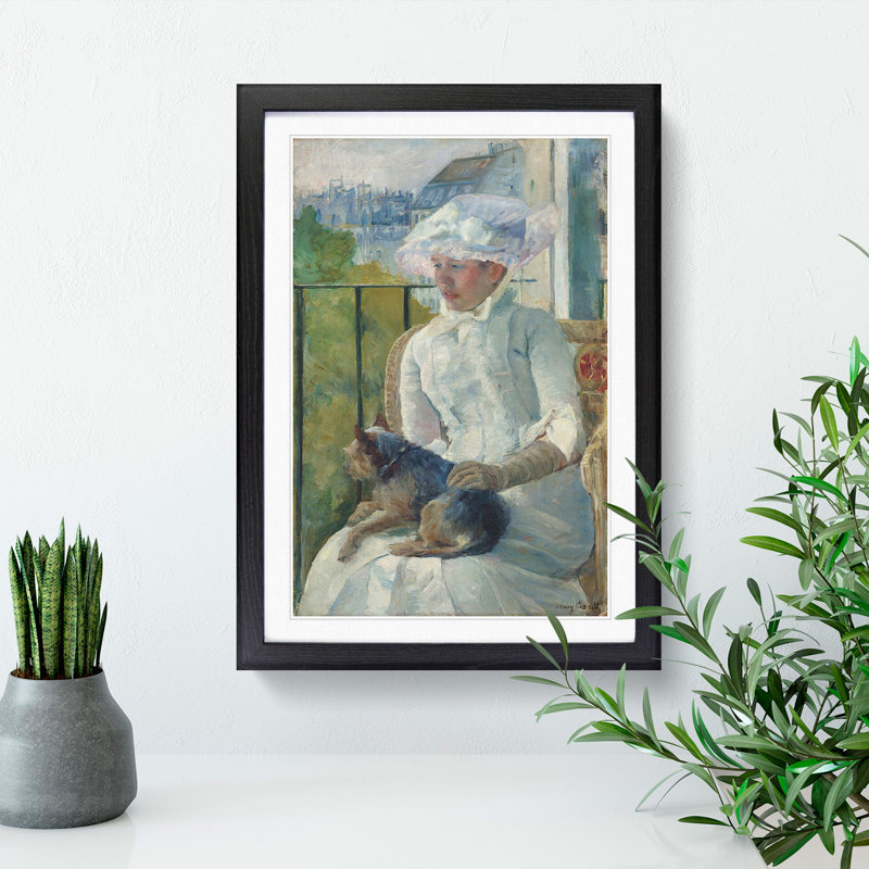 Young Girl at a Window by Mary Cassatt - Picture Frame Painting, 36cm H x 27cm W x 2cm D, Black Framed