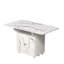 Bureau pliant en marbre blanc de 47 po avec espace de rangement, modèle de table multifonctionnel et de tiroirs peu encombrant pour la zone de loisirs, 6 roulettes pivotantes pour différents usages dans la maison