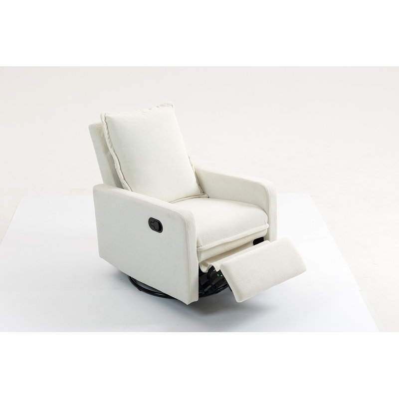 Short Plush Manual Button Armchair Sofa, White