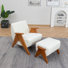Chenille Upholstered Armchair With Matching Ottoman