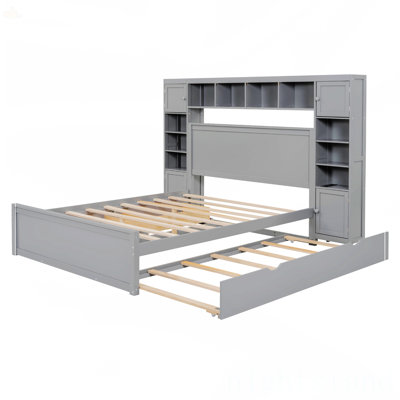 Grand lit en bois avec armoire tout-en-un