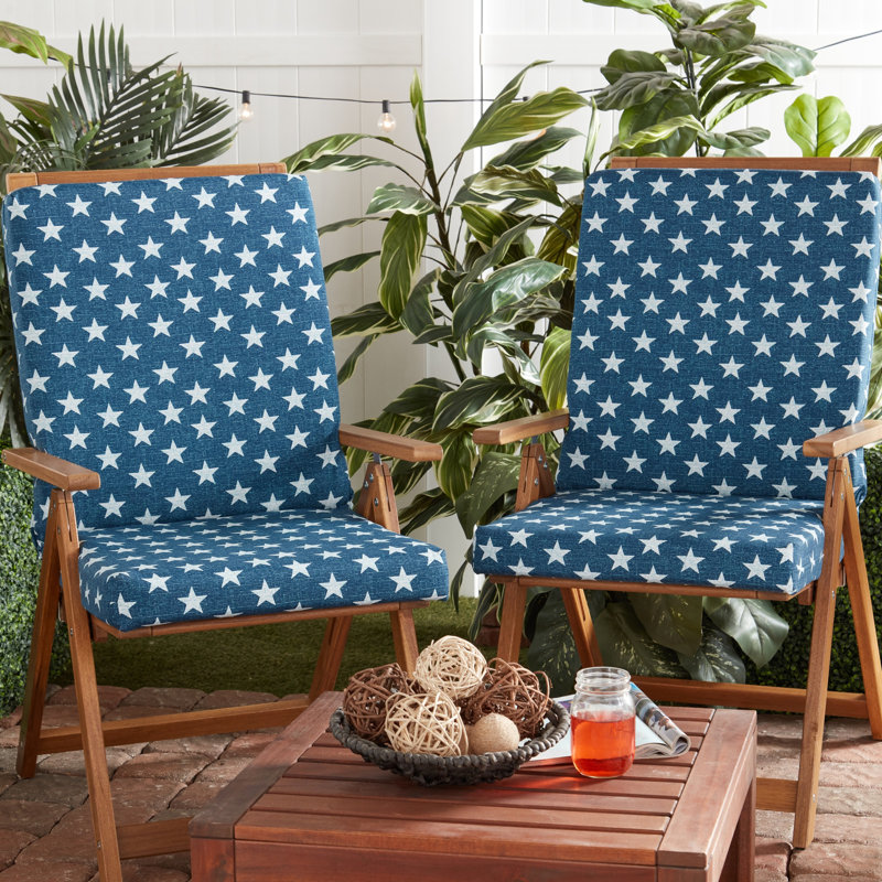 High Back Dining Chair Pad, Stars