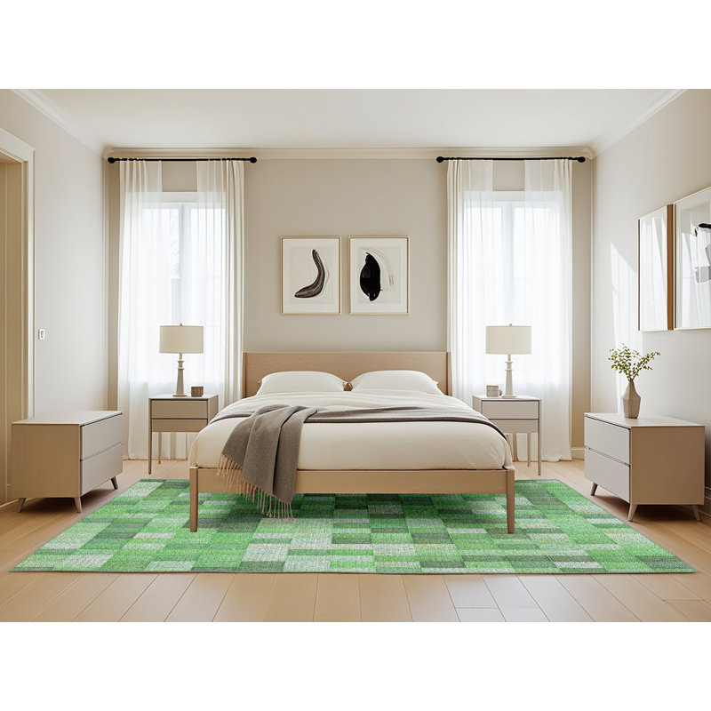 Tapis vert tissé à la machine, Rectangle 5 pi x 8 pi