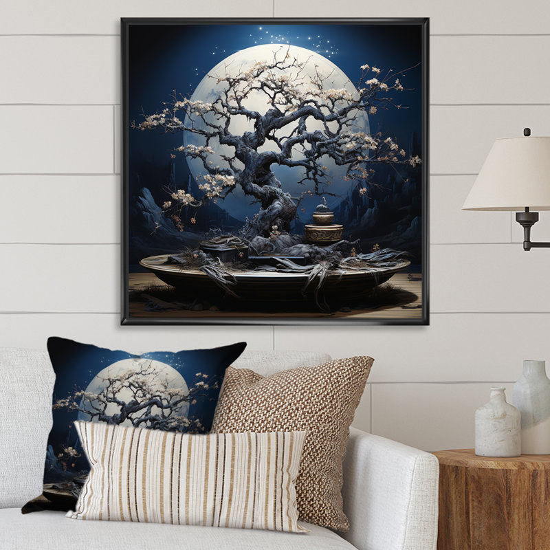 «White Bonsai Serenade 1», art mural blanc, Noir, H 36 po x l 36 po