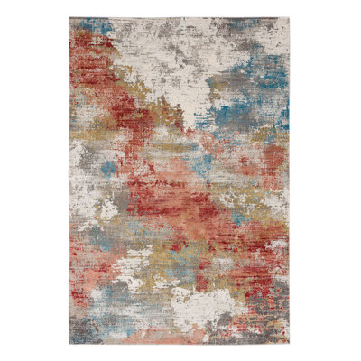 Nuvole Low Pile Stain/Fade Resistant Machine Woven Abstract Indoor Area Rug