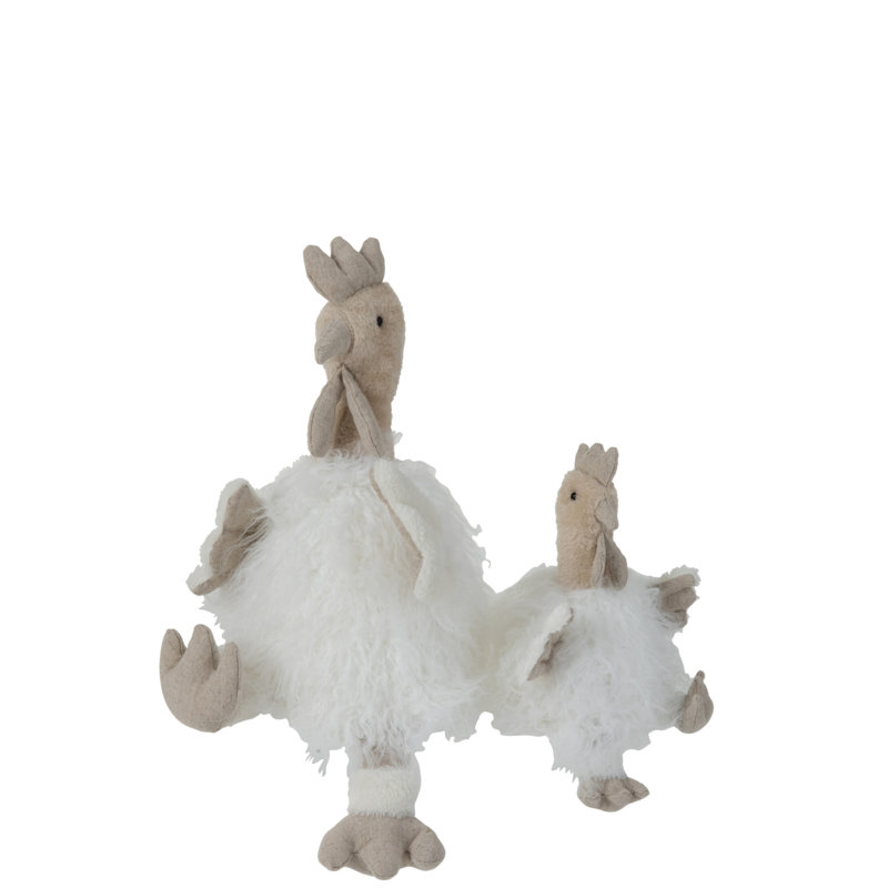 Heavener Doorstop Chicken Textile White Large