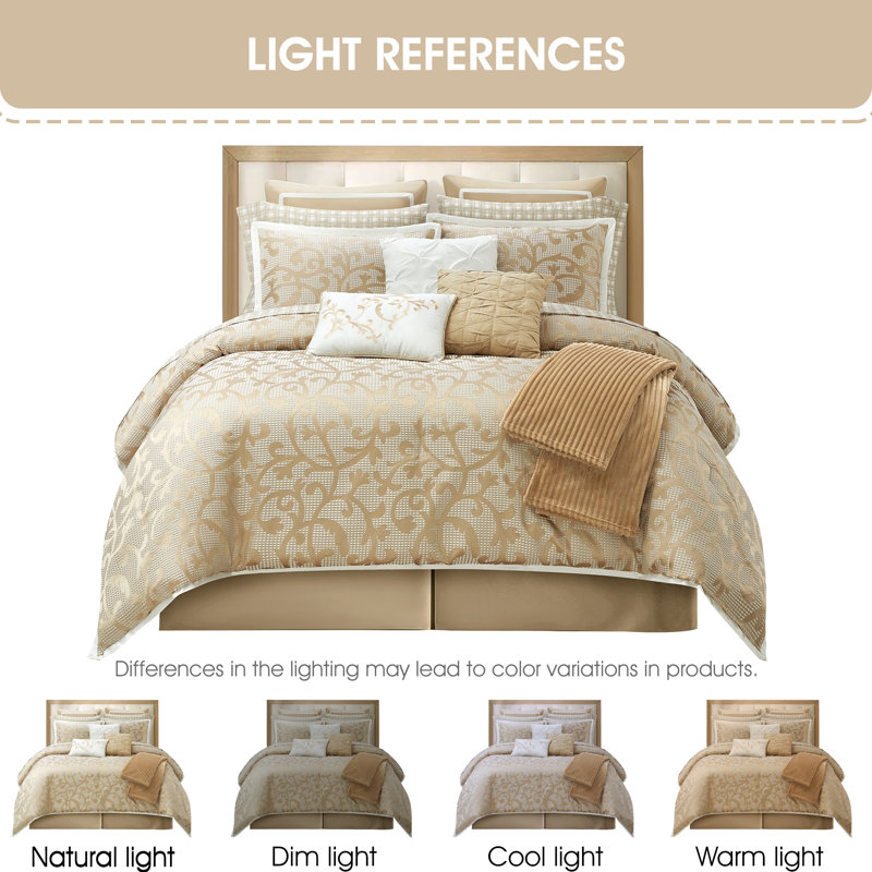 Blush Jacquard Queen Microfiber 14-Piece Comforter Set