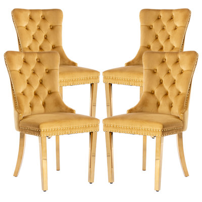 Dining Chairs, Upholstered High-end Tufted Dining Room Chair with Nailhead Back Ring