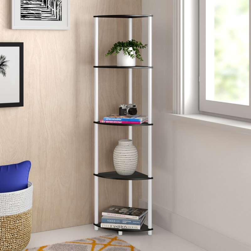 Bibliothèque en coin Baril, Espresso / Noir, (5 Shelves) 57.7" H x 11.6" W x 11.6" D