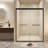 5054" W × 72" H  Tempered Glass With Explosion Proof Film, Aluminum Frame Double Sliding Shower Door, "1/4 (6 Mm), Stainless Steel Handle, Matte Black-126402929