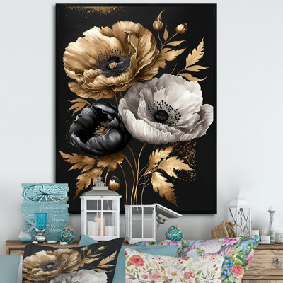 «Golden Gothic Floral Bouquet I», impression sur toile