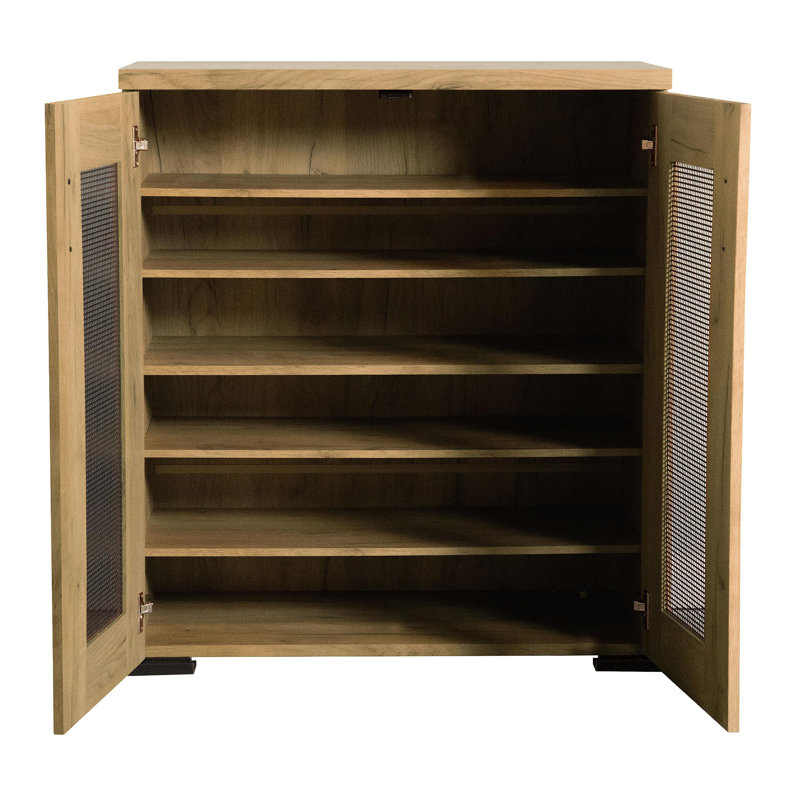 Range-chaussures en bois d'ingénierie à 6 tablettes Chêne doré