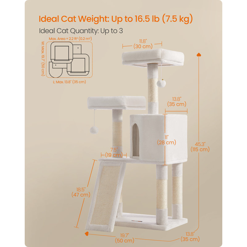 Cat Tree For Indoor Cats, White