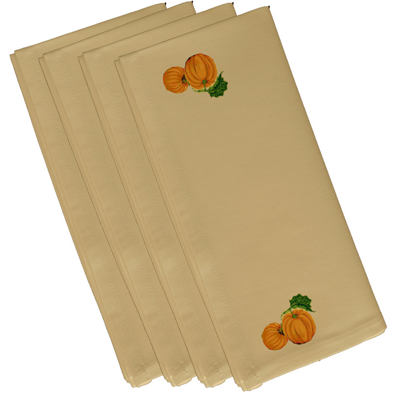 Serviette à imprimé citrouille, L 18 po x L 18 po, Doré
