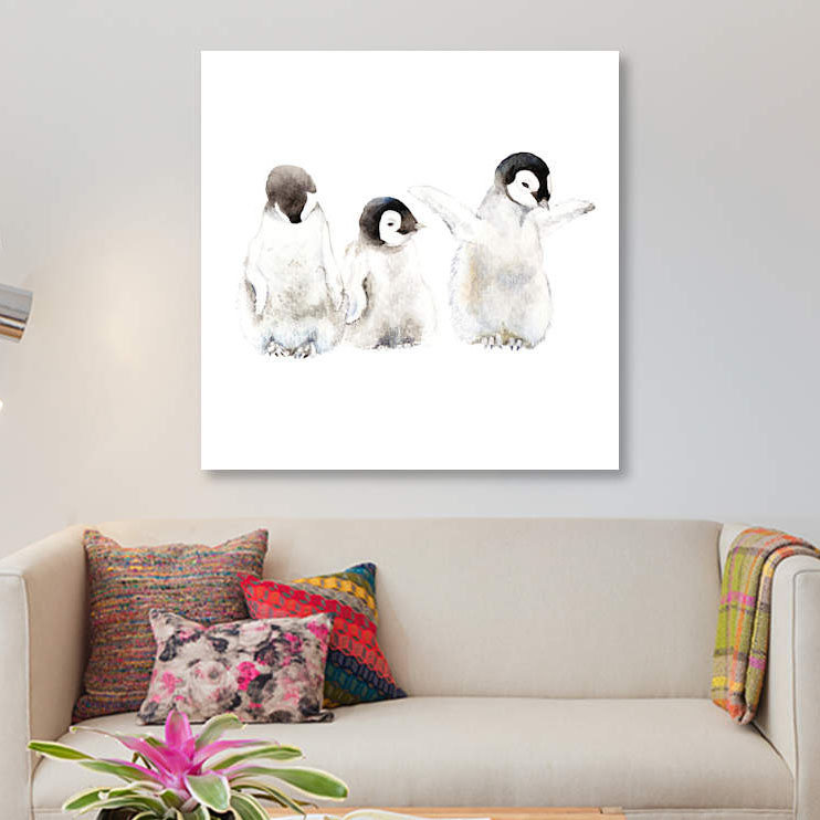 «Penguin Chicks», reproduction sur toile tendue, H 12 po x l 12 po x P 1,5 po, Toile tendue