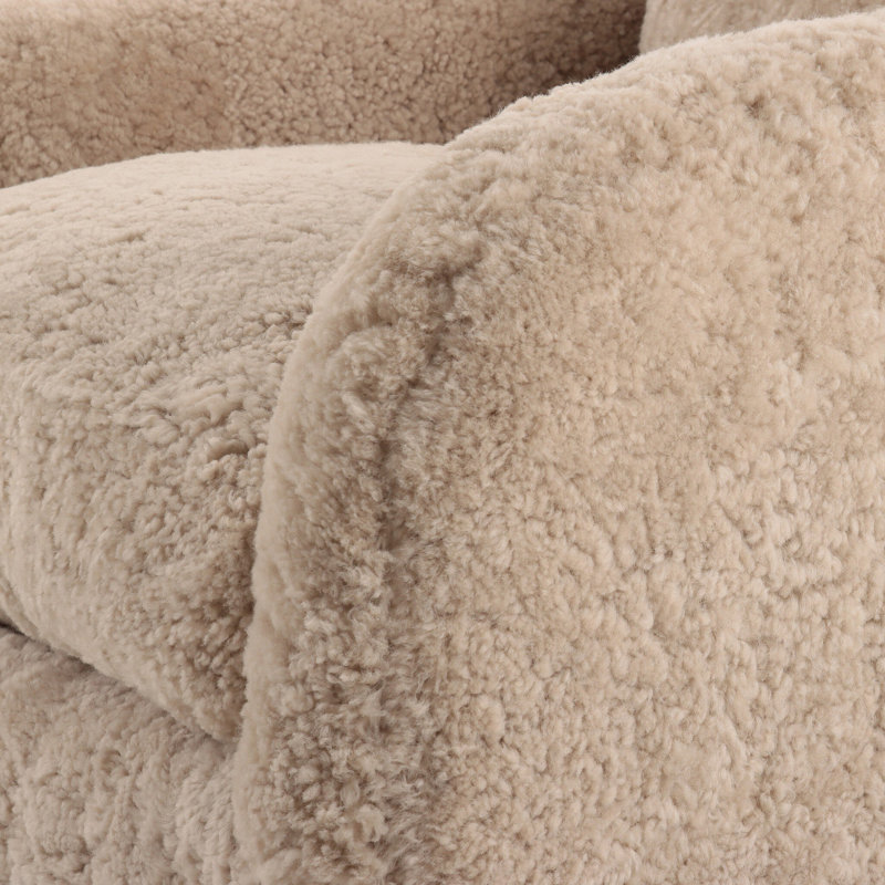 Topanga Swivel Armchair, Beige Shearling