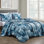 Ensemble de couvre-lit réversible en microfibre 3 pièces - Doux, durable, motif abstrait bleu