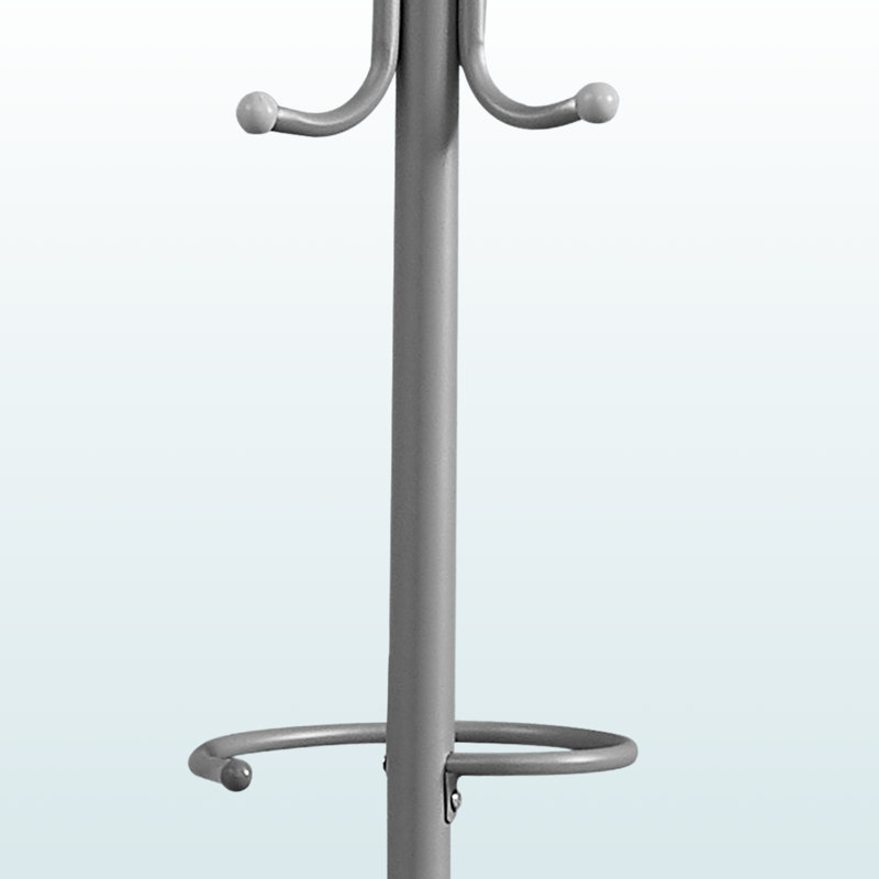 Palmer Coat Rack with Hanging Bar, 6 Hooks in Grey Metal, Modern and Contemporary Style