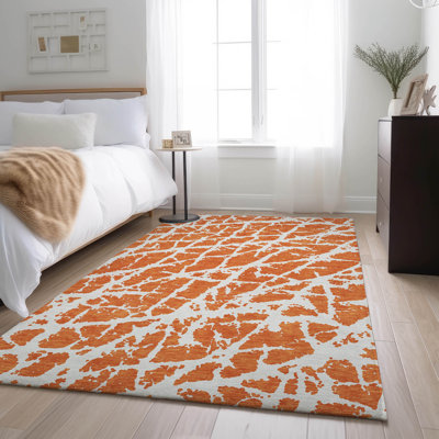 Premium Machine Washable Cerrito AMF501 Orange Rug