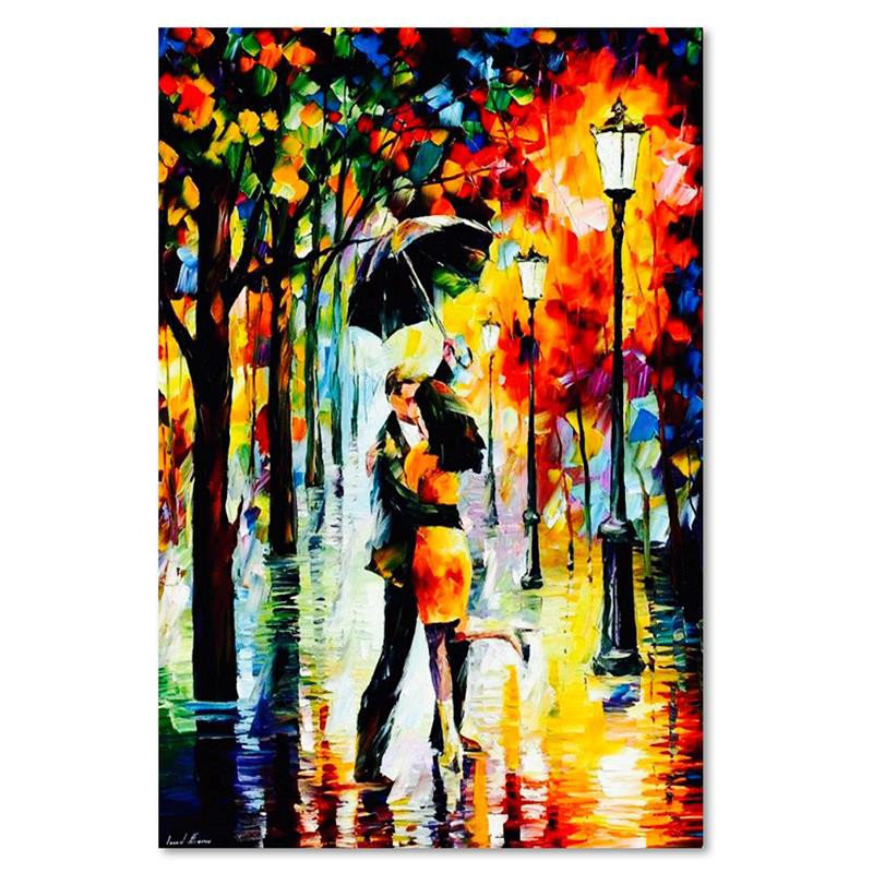 Leinwandbild Romantic Couple Umbrella