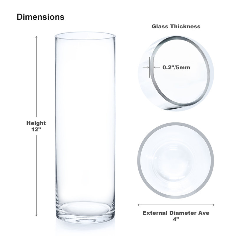 Vase en verre transparent, H 12 po x l 4 po x P 4 po