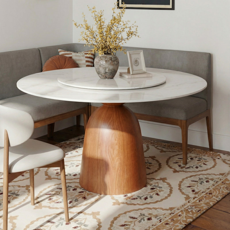 Table de salle à manger Farmhouse Kitchen, H 29,52 po x L 59,05 po x l 59,05 po, Blanc