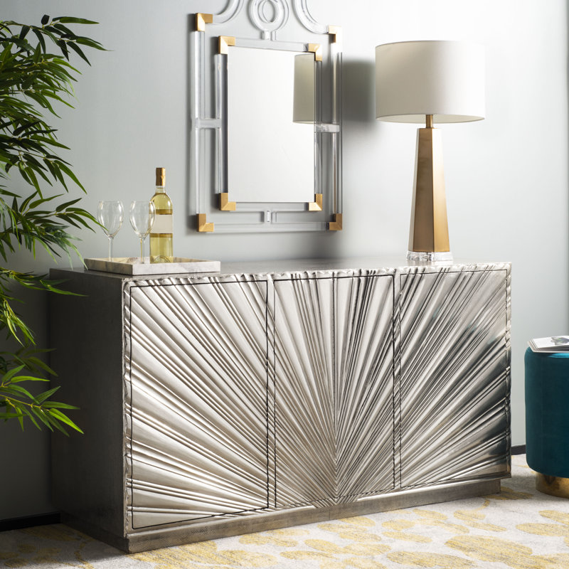 Sylas Silver Sunburst 60'' Wood and Metal Sideboard