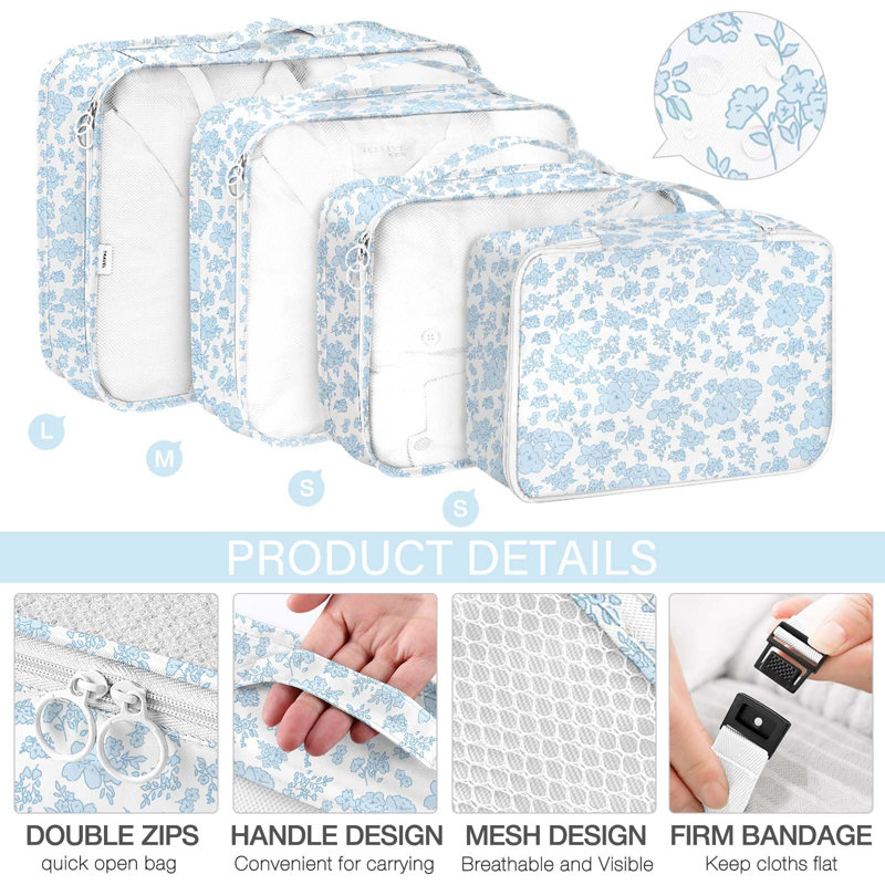 8 Set Packing Cubes For Travel, Luggage Packing Organizers Accessories Large Toiletries Bag For Clothes Shoes Cosmetics