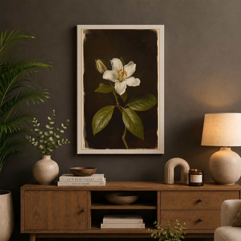 Pale Bloom Study Botanical - Wrapped Canvas, 18x12 - 45.7 x 30.5 cm, Cream Border