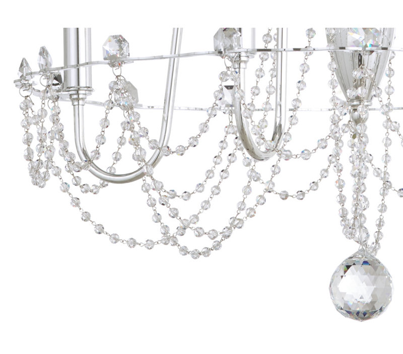 Esmery 6 - Light Chandelier, White, Clear Heritage Crystal