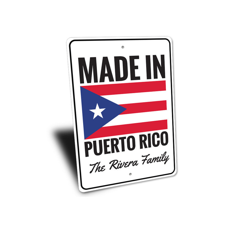 Puerto Rican Flag Sign, 14" H x 10" W x 0.04" D