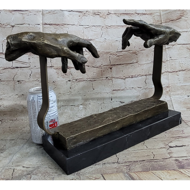 The Creation of Adam Touching Hands Bronze Statue Sculpture Figure Dali 9" x 18"