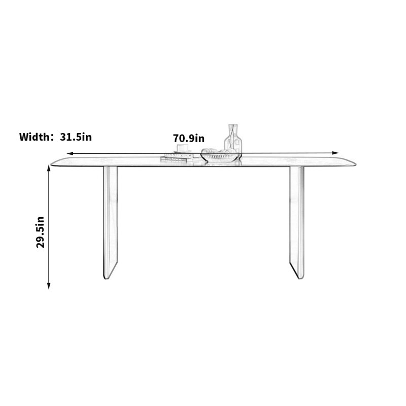 Reynal Metal Base Dining Table, 29.5" H x 70.9" L x 31.5" W