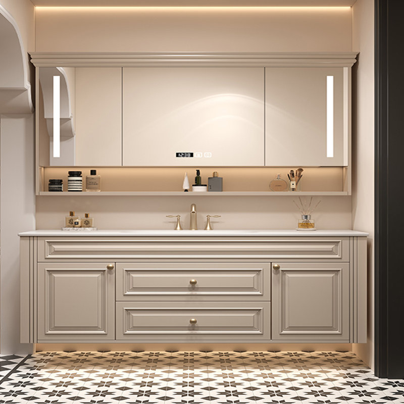 Armoire de salle de bain moderne et luxueuse., Beige, H 19,69 po x l 70,87 po x P 21,65 po