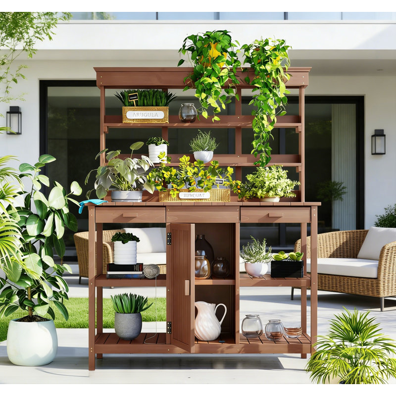 Armoire de rangement avec tiroirs pour l'extérieur, Brun