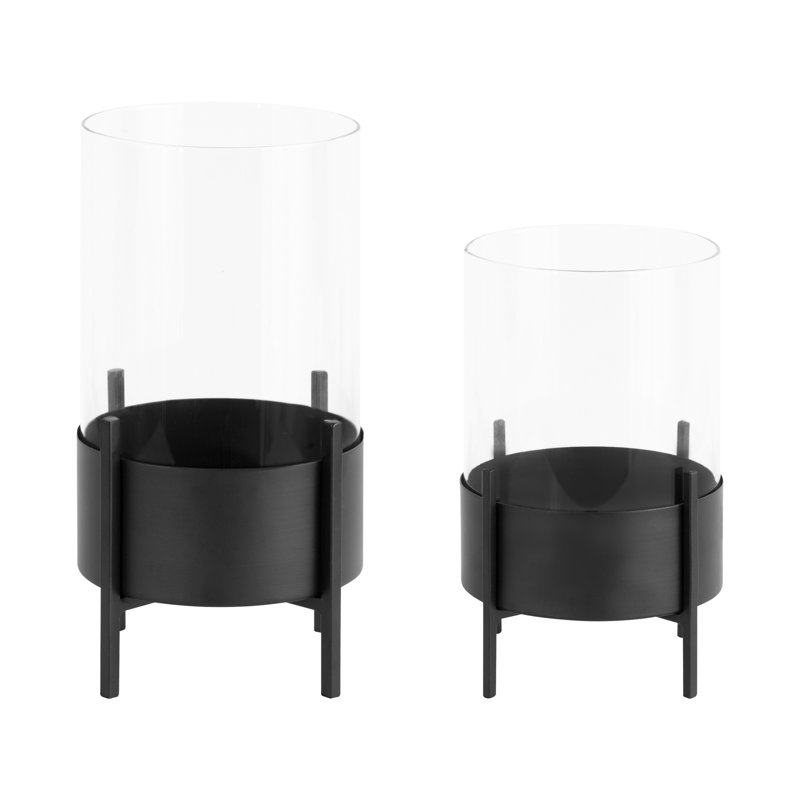 Ensemble d'ouragan de table en métal 2 pièces Osiris, Noir