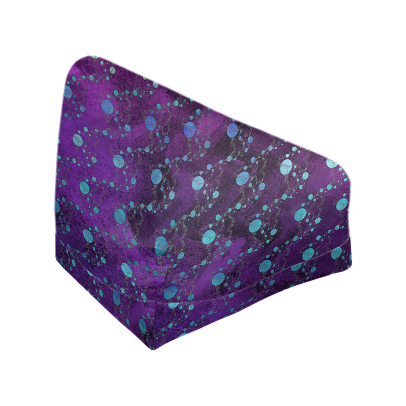 Fauteuil sac de pois Leffel, H 38 po x l 42 po x P 29 po, Pouf fauteuil, Mauve / Bleu