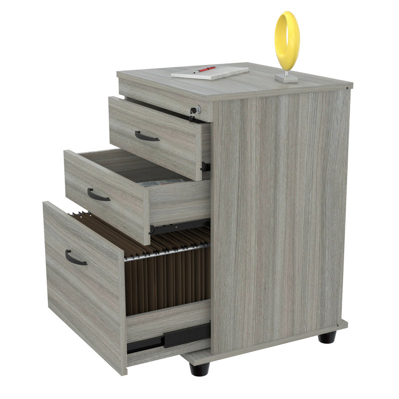 Galgano 18.66'' Wide 3 -Drawer Mobile File Cabinet, Washed Oak