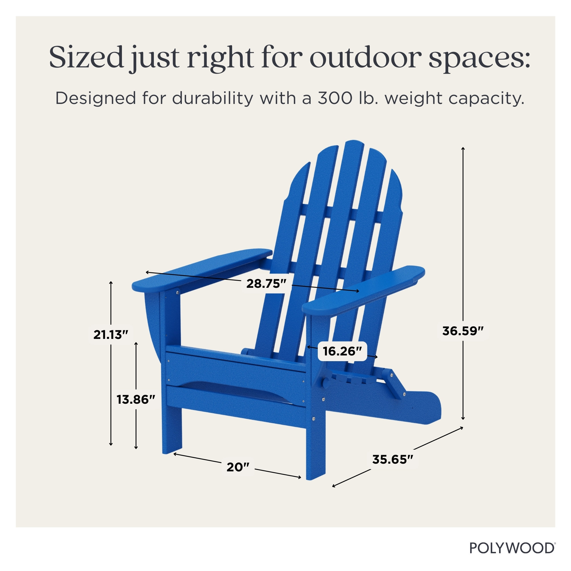 POLYWOOD Classic Adirondack Folding Adirondack Chair, Pacific Blue