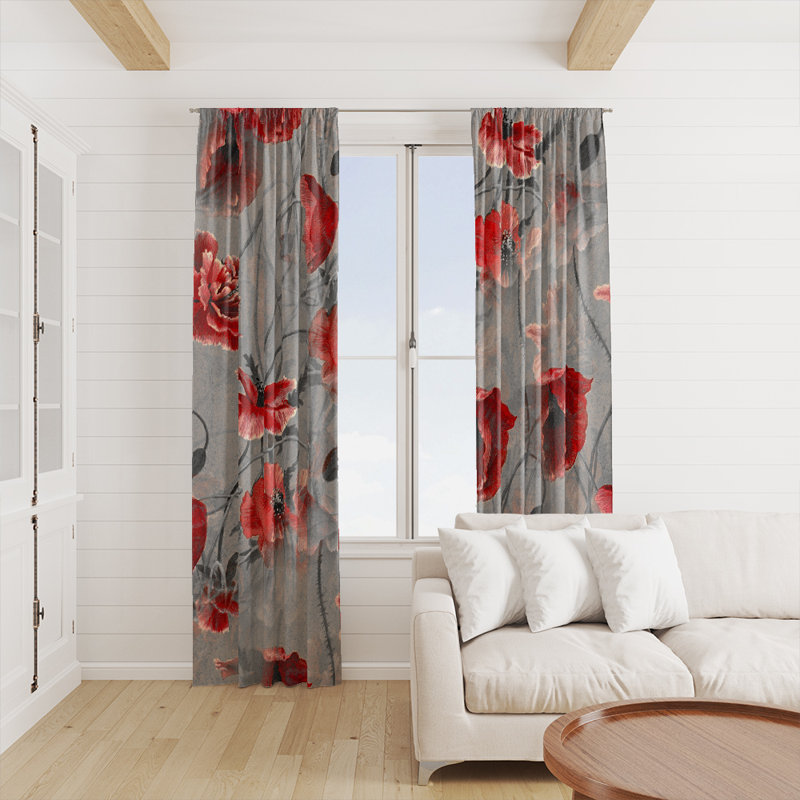 Panneau de rideau floral semi-transparent, L 56 po x L 78 po