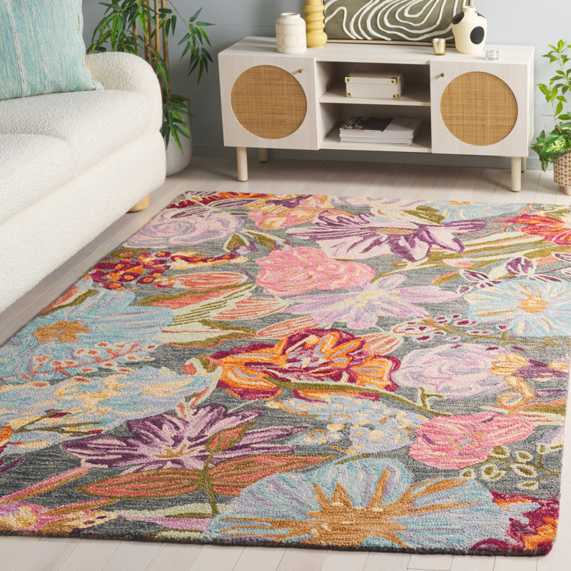 Jardin Hand Tufted Wool;Cotton Floral Indoor Rug, Rectangle 5' x 8'