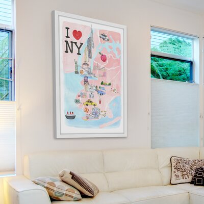I Love NY Site Map' Framed Graphic Art -  Marmont Hill, MH-JFNEIB-54-NWFP-24