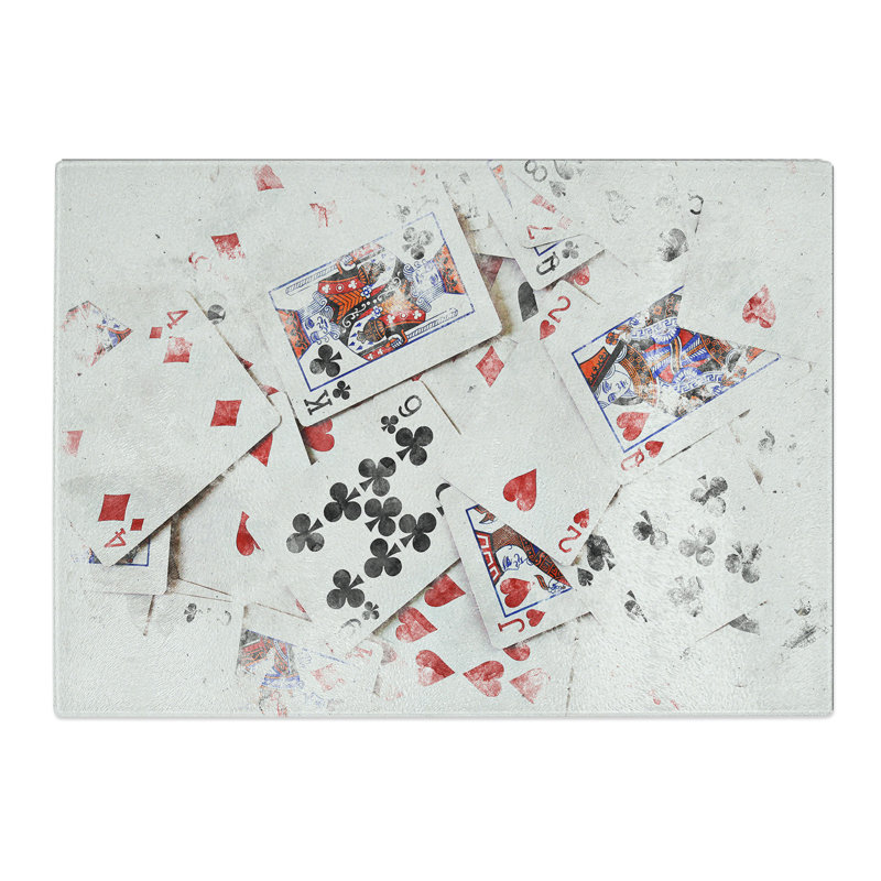 Tempered Glass Deck of Cards Chopping Board, 28.5 cm x 39 cm