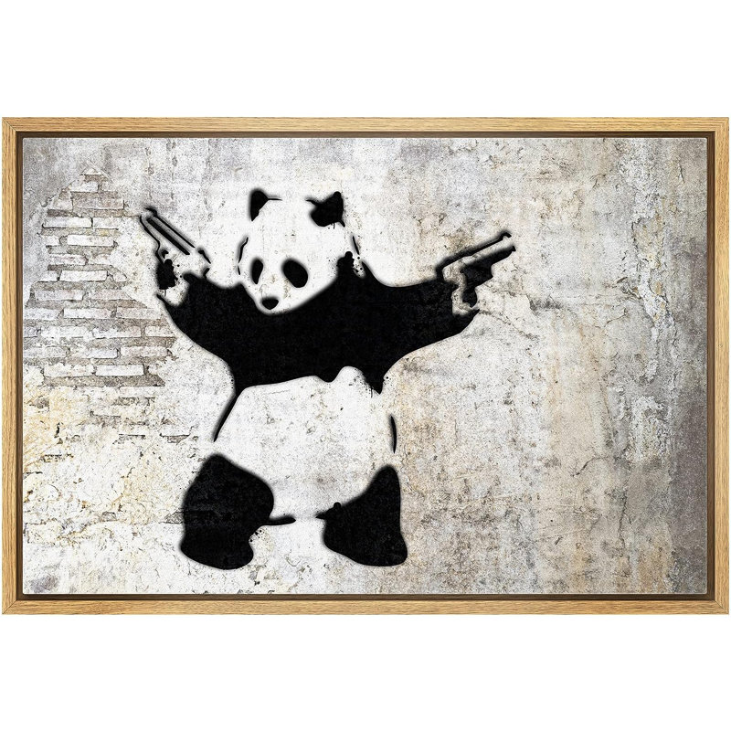 Panda de Banksy avec des armes de poing sur le mur des villes, impression numérique sur toile, H 16 po x l 24 po x P 1,5 po