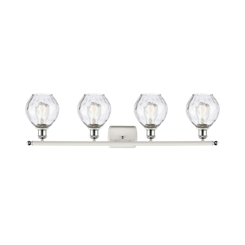 Pomeroy 4 - Light Dimmable Vanity Light, White/Polished Chrome, Clear, 60 Watt Vintage Incandescent Bulb