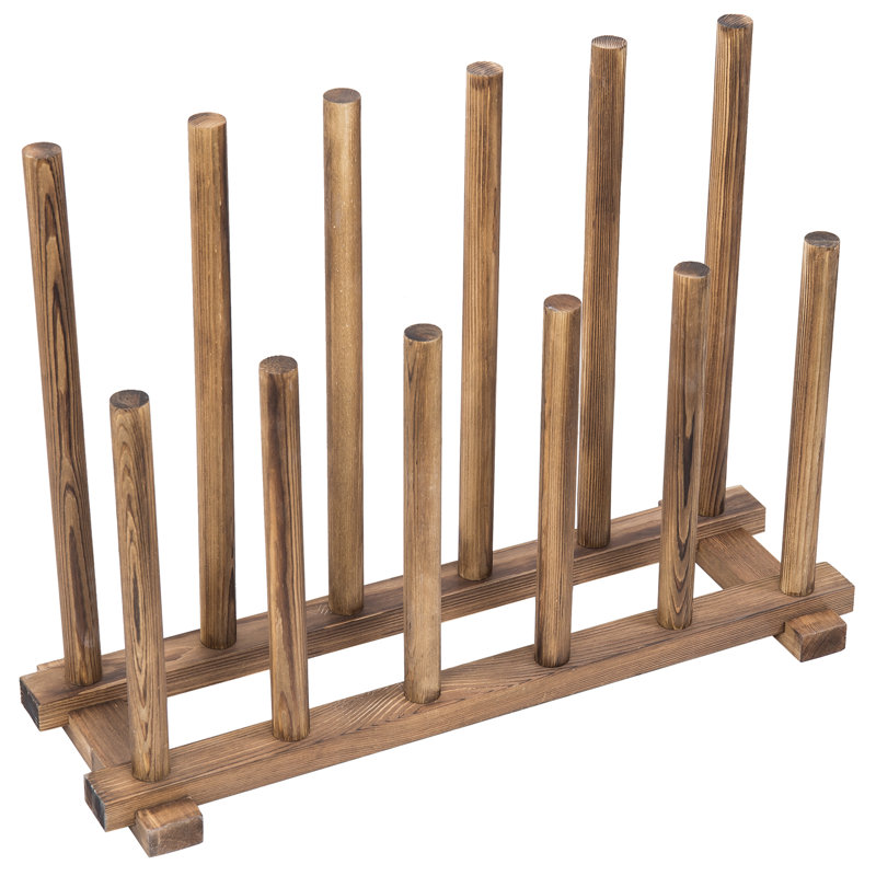 6 Pair Solid Wood Boot Storage, Dark Brown