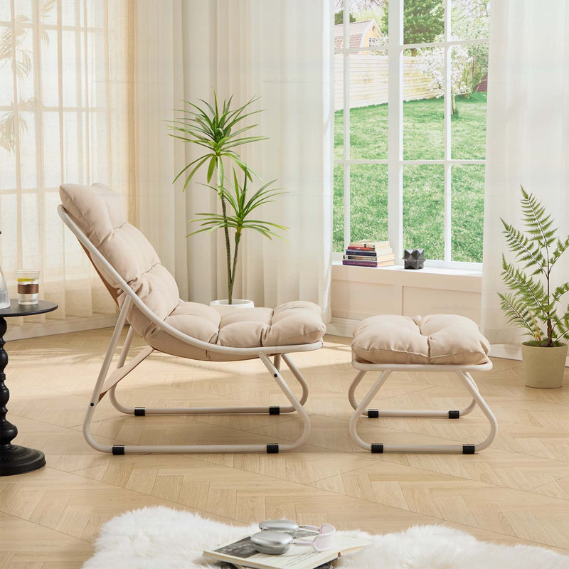 Méridienne avec repose-pieds, Beige