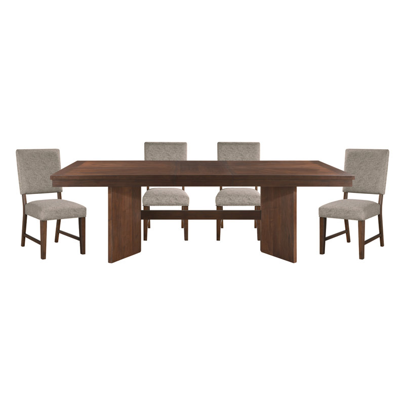 Table de salle à manger moderne avec rallonge et chaises, 5