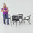 Amlie 28'' Square Glass Metal Table with Rattan Edging and 4 Rattan Stack Chairs-1029444495