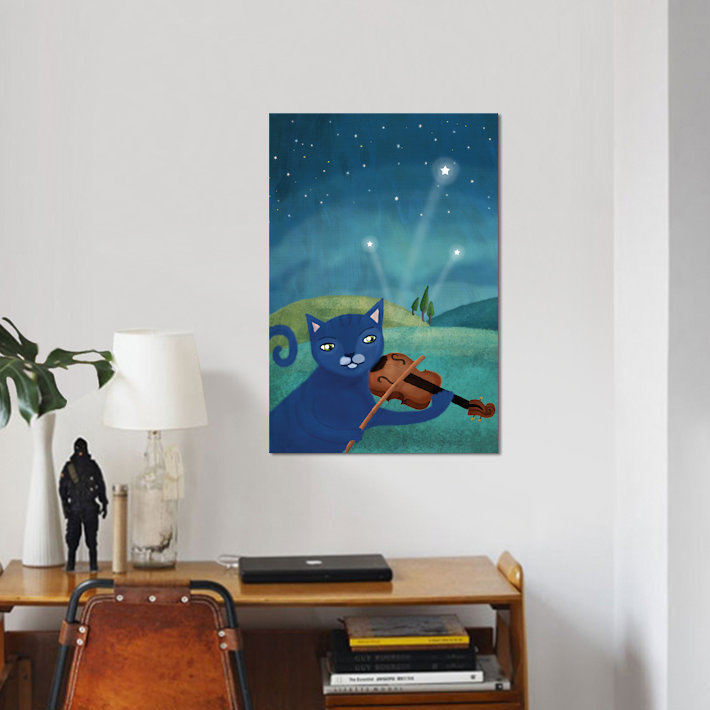 «Cat and Violin», reproduction sur toile, H 12 po x l 8 po x P 0,75 po, Toile tendue, Pas de tapis
